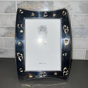 Renderings Pewter Frame Embellished With Gold Hearts 7"x9"